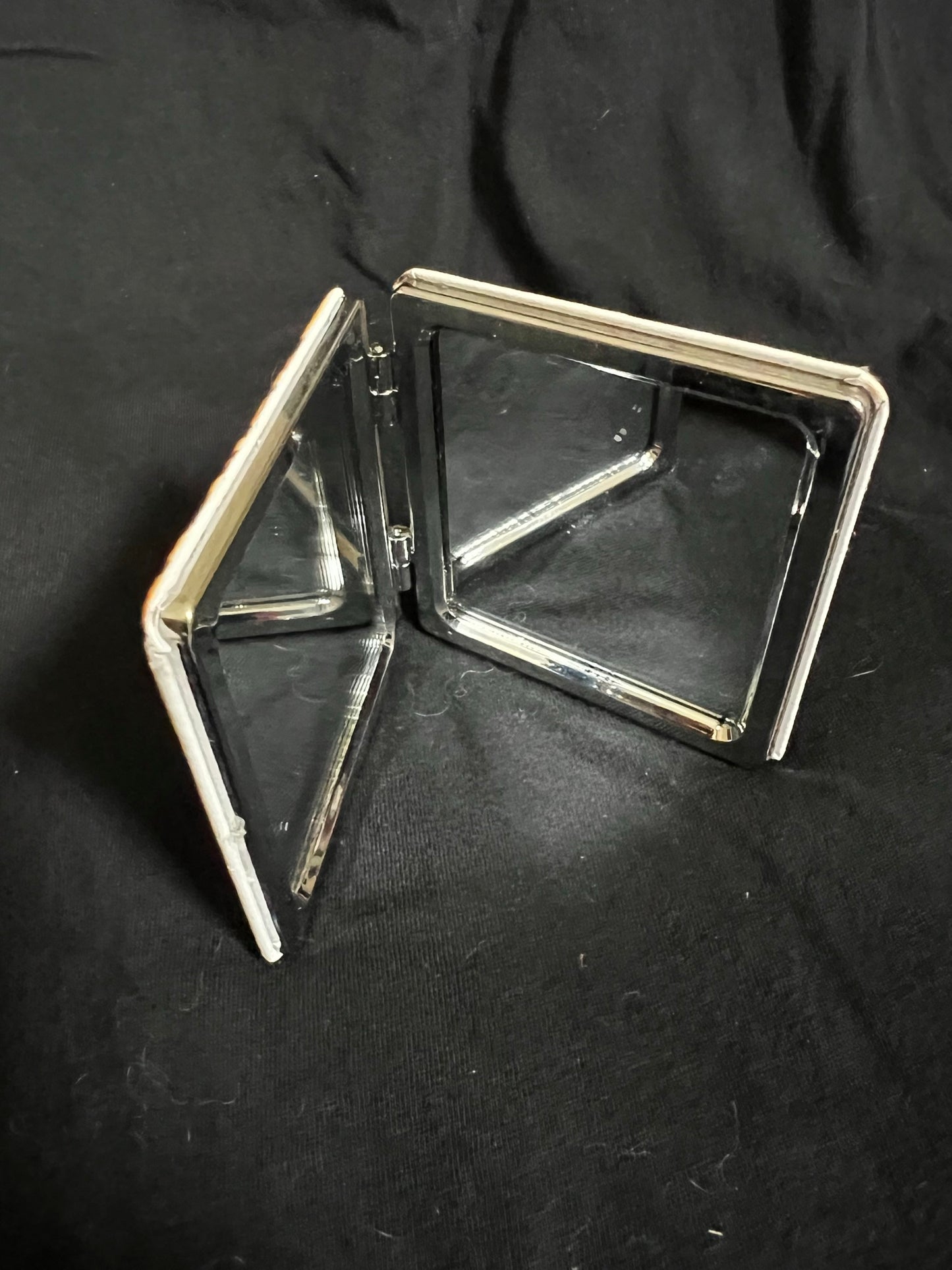 Silver and Black Compact Mirror