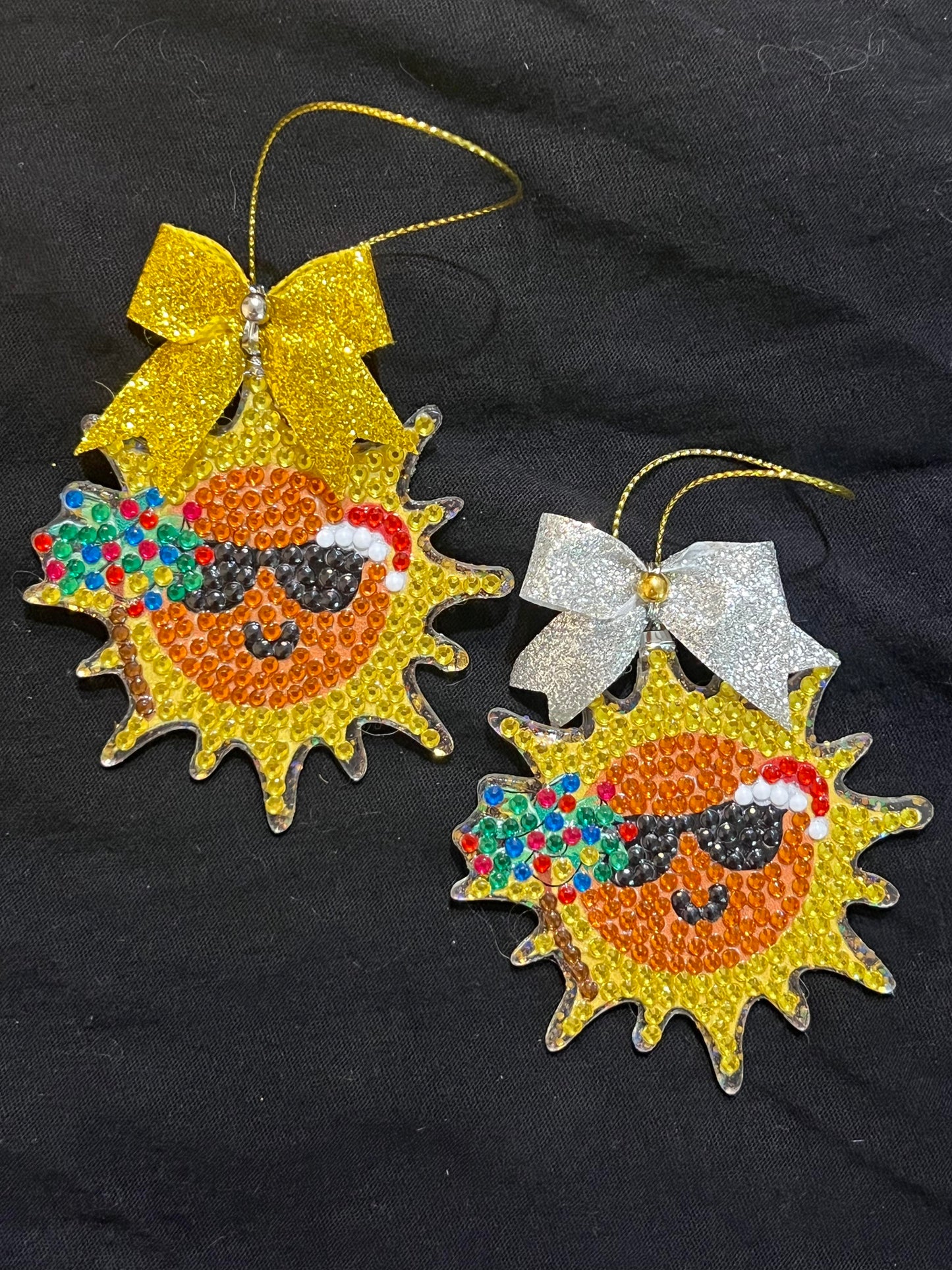 Copy of Tropical Christmas Ornaments (Sun with Silver Ribbon)