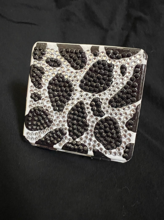 Silver and Black Compact Mirror