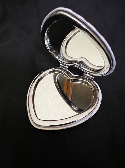 Pink Leopard Heart Shaped Compact Mirror