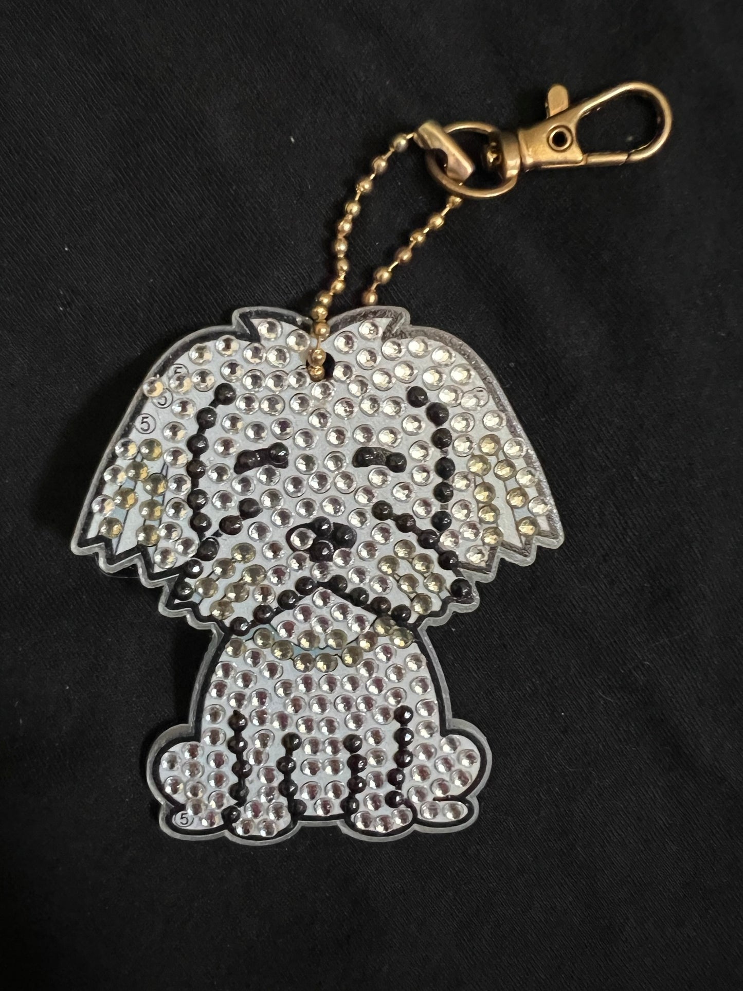 Shaggy White Dog Keychain